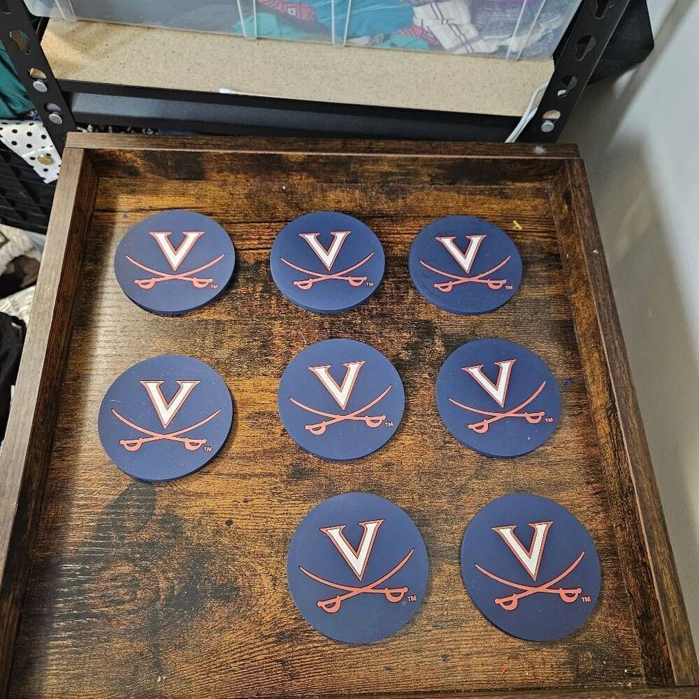 Set of 8 UVA Virginia Cavaliers Vinyl Drink Coasters Blue Sabra